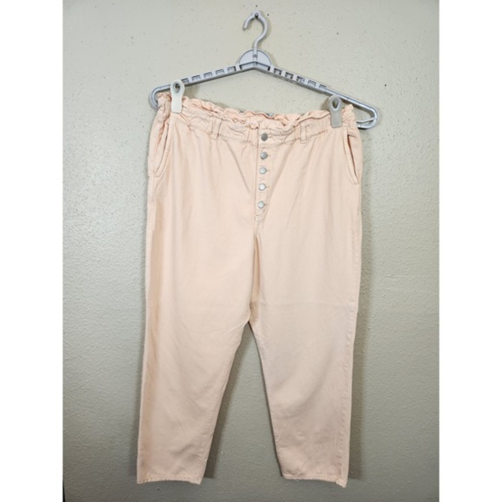 LOFT Womens Button Fly Crop Pants High Waist Casual Peach Orange XXL